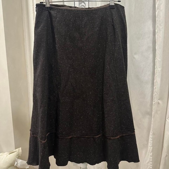 Brown and Black Midi Wool Blend Tweed Skirt Size 6 - Picture 1 of 5